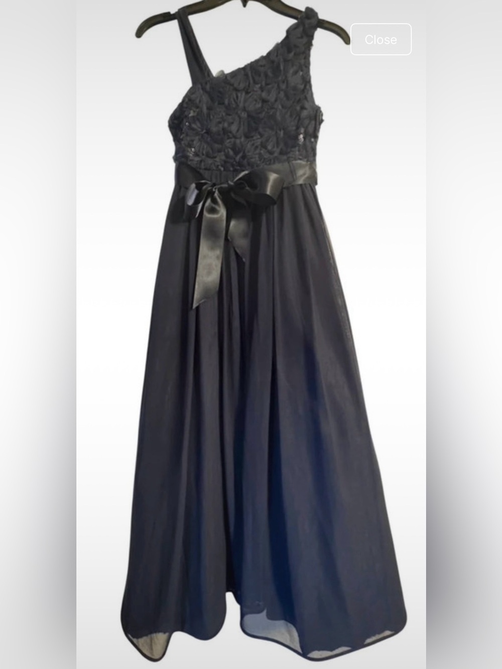 Girls dark blue sequin & floral formal dress EUC Poppies & Roses brand